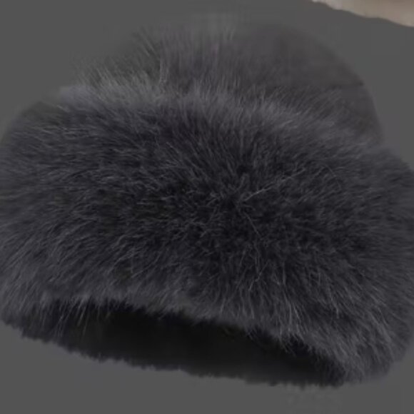 Women's Soft, Plush Faux Fur Mongolian Hat in Dark Gray - Picture 2 of 2